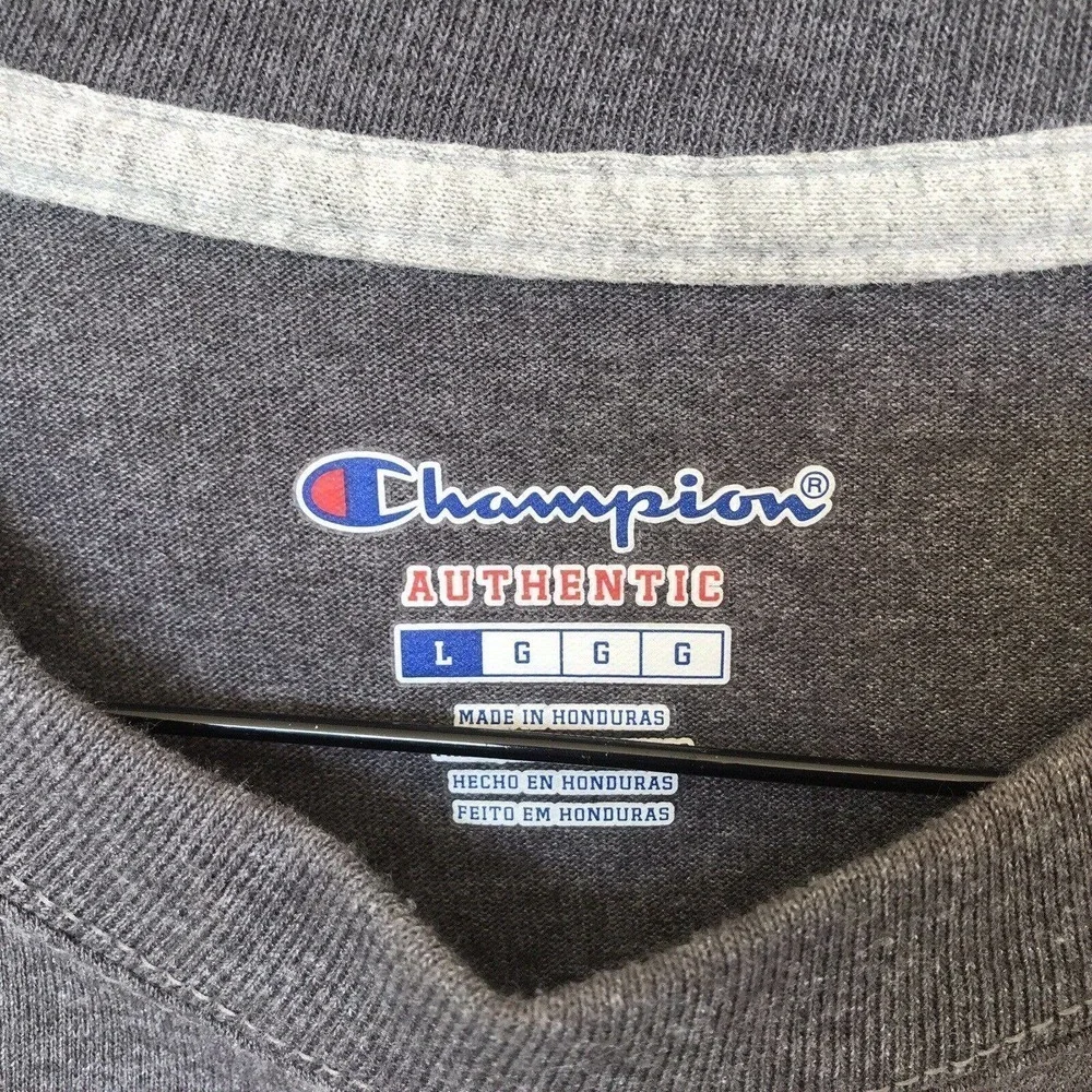Champion T Shirt SzL Gray Short Sleeves Unisex Pre-Owned 9923 - Picture 3 of 9